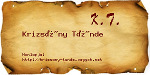 Krizsány Tünde névjegykártya